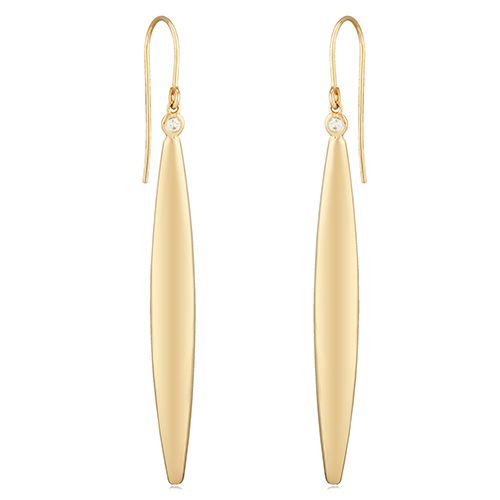 14K Yellow Gold Elongated Flat Oval Earrings - 4101-D