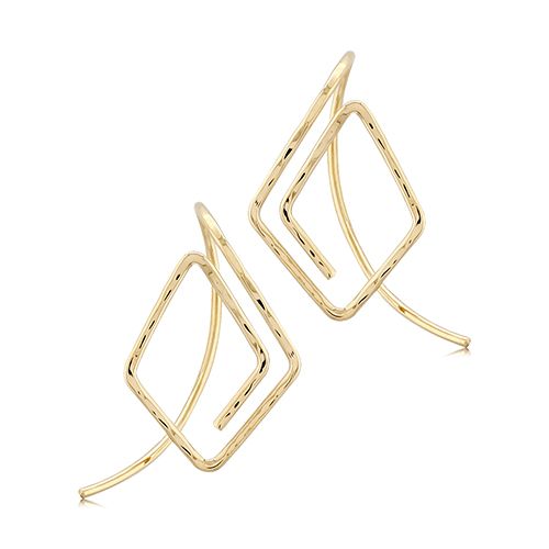 14K Yellow Gold Endless Ham Diamond Earrings - 14376HAM