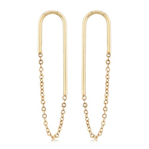 14K Yellow Gold Endless Oval with Chain Earrings - 14332