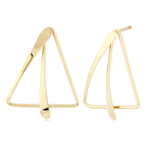 14K Yellow Gold Flared Triangle with Drop Earrings - 14335