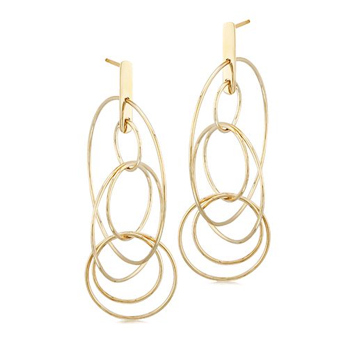 14K Yellow Gold Flat Bar Mobile Earrings - 14384