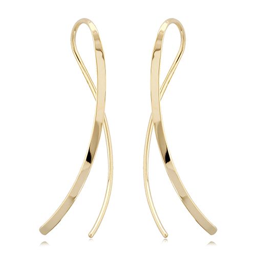 14K Yellow Gold Flat Edge Sweep Earrings - 14378