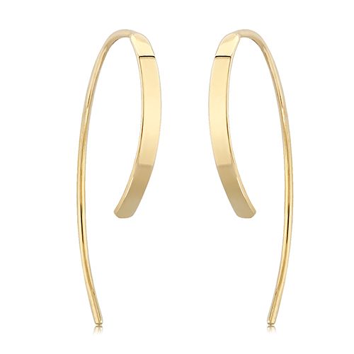 14K Yellow Gold Flat Sweep Earrings - 14342
