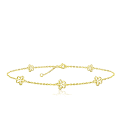 14K Yellow Gold Floating Plumeria Tropical Flowers Bracelet