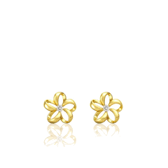 14K Yellow Gold Floating Plumeria Tropical Flowers DiamondFloatingPlumeria10mm