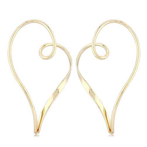 14K Yellow Gold Freeform Heart Earrings - 14411