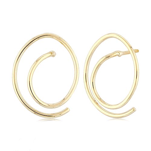 14K Yellow Gold Freeform Spiral Earrings - 14388