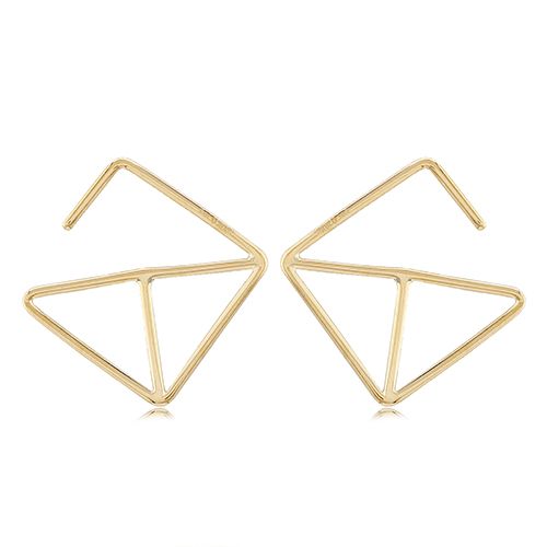14K Yellow Gold Geometric Hoop Earrings - 14347