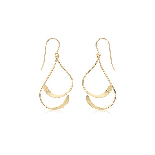 14K Yellow Gold Hammered Curves Earrings