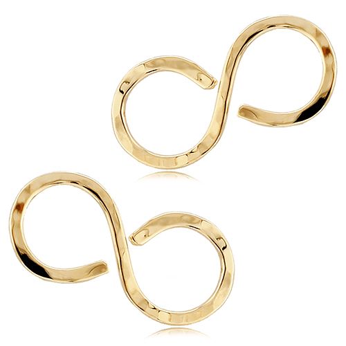 14K Yellow Gold Hammered Infinity Earrings - 14354HAM
