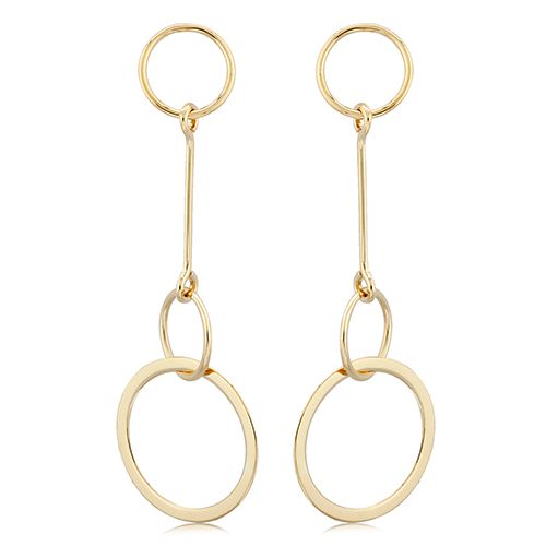 14K Yellow Gold Hanging Circles Earrings - 14373