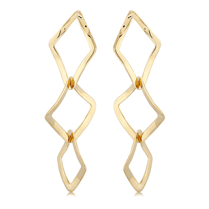 14K Yellow Gold Interlocking Wavy Drops Earrings - 14357