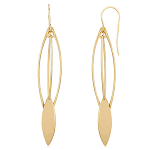 14K Yellow Gold Long Marquise Drop Earrings - 14320