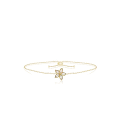 14K Yellow Gold Marquise Diamond Flower Bracelet