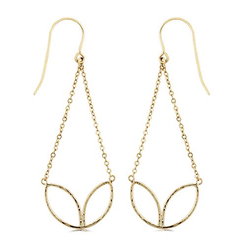 14K Yellow Gold Marquise Shape Dangle Earrings - 14338HAM