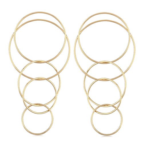 14K Yellow Gold Medium Multiple Interlocking Rings Earrings - 14319MED