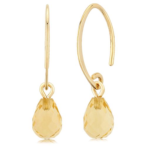 14K Yellow Gold Mini Simple Sweep Citrine Earrings