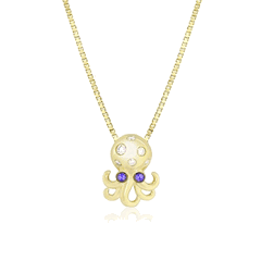 14K Yellow Gold Octopus Sea Life Pendant