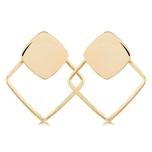 14K Yellow Gold Open Cushion Earrings - 14371