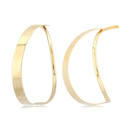 14K Yellow Gold Open Half Hoop Earrings - 14330