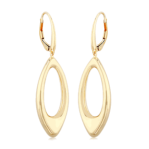 14K Yellow Gold Open Teardrop Drop with L/B Earrings - 4544