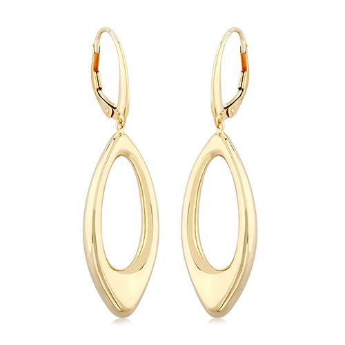 14K Yellow Gold Open Teardrop Drop with L/B Earrings - 4544