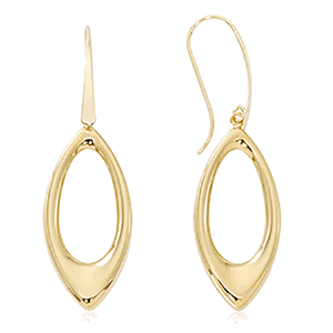 14K Yellow Gold Open Teardrop with Fancy Hook Earrings