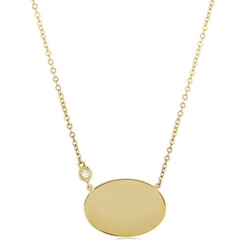 14K Yellow Gold Oval Disc 18-19 Inch Adjustable Necklace - 90256419-D