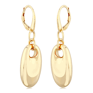 14K Yellow Gold Oval Puff Drop with L/B Earrings - 4548