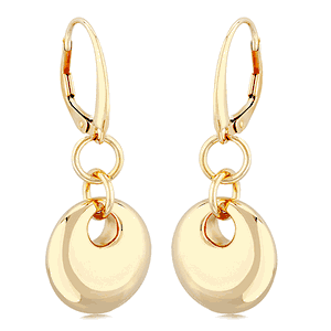 14K Yellow Gold Round Puff Drop with L/B Earrings - 4546