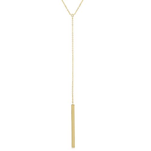 14K Yellow Gold Square Y-Neck 20-21 Inch Adjustable Necklace
