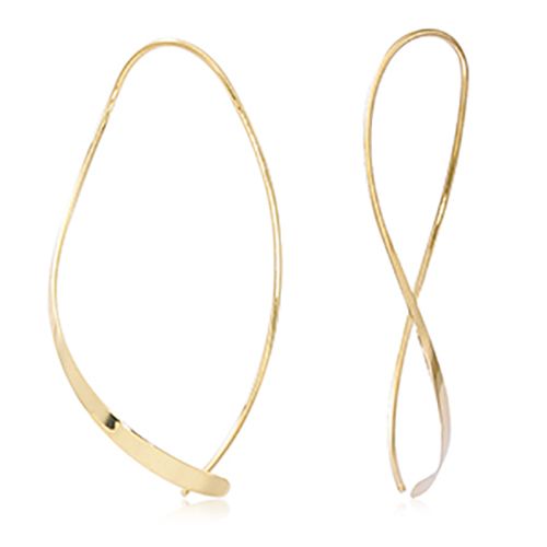 14K Yellow Gold Stylish Curved Sweep Earrings