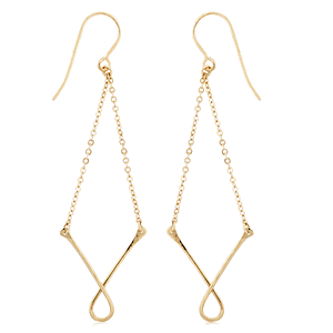 14K Yellow Gold Twisted V Drop Earrings - 14333