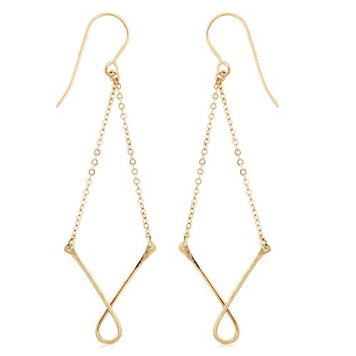 14K Yellow Gold Twisted V Drop Earrings - 14333