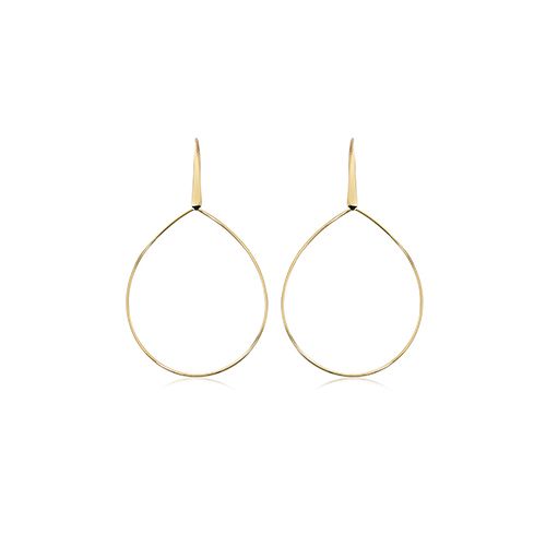 14K Yellow Gold Wide Pear Shape Drop Earrings