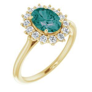 14K Yellow Lab-Grown Alexandrite & 3/8 CTW  Diamond Ring - 71606:70016:P