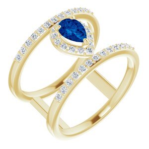14K Yellow Lab-Grown Blue Sapphire & 1/3 CTW Diamond Ring   - 71855:60007:P
