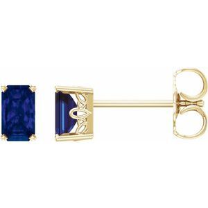 14K Yellow Lab-Grown Blue Sapphire Earrings - 1922:113:P