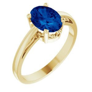 14K Yellow Lab-Grown Blue Sapphire Ring - 70531:117:P