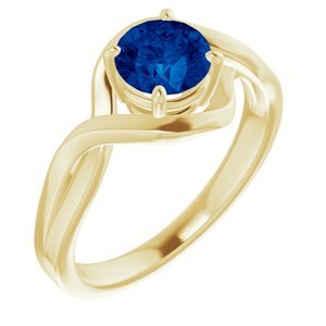 14K Yellow Lab-Grown Blue Sapphire Ring  - 71840:60021:P