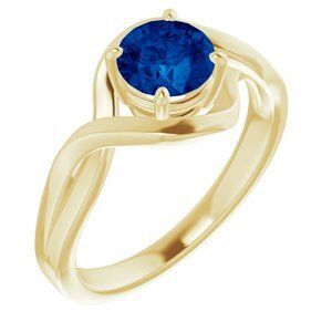 14K Yellow Lab-Grown Blue Sapphire Ring  - 71840:60021:P