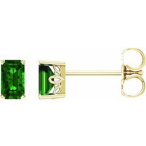 14K Yellow Lab-Grown Emerald Earrings - 1922:109:P