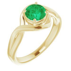14K Yellow Lab-Grown Emerald Ring - 71840:60017:P