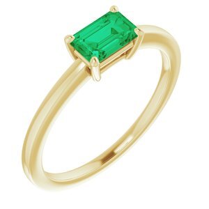 14K Yellow Lab-Grown Emerald Ring  - 71863:60000:P