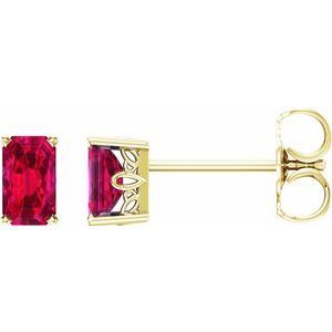 14K Yellow Lab-Grown Ruby Earrings - 1922:111:P