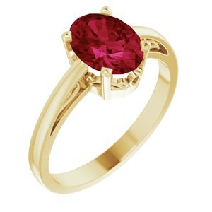 14K Yellow Lab-Grown Ruby Ring - 70531:113:P