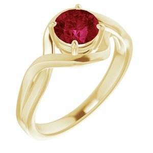 14K Yellow Lab-Grown Ruby Ring - 71840:60019:P