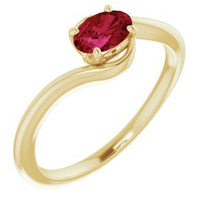 14K Yellow Lab-Grown Ruby Ring   - 72042:60000:P