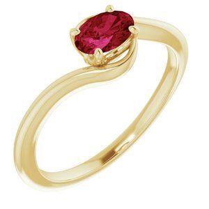 14K Yellow Lab-Grown Ruby Ring   - 72042:60000:P
