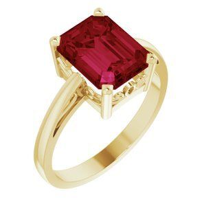 14K Yellow Lab-Grown Ruby Scroll Setting Ring - 70534:107:P